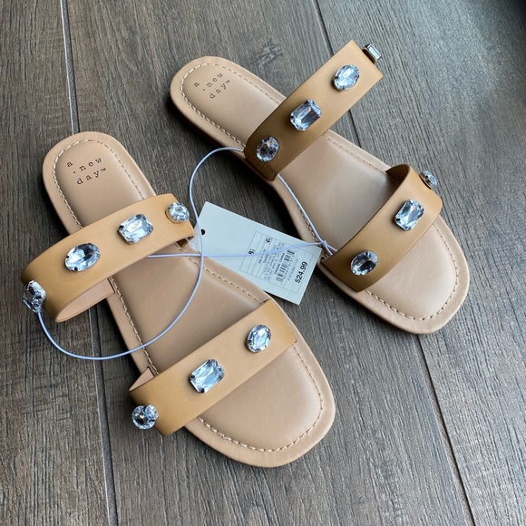 a new day Shoes - Tan sandals with rhinestones. Women’s sizes 11.  A New Day Brand NWT
